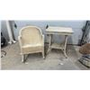 Image 1 : Woven Wicker Rectangular Side Table, 29 × 27 × 19” with Lower Shelf, Cream Finish and Matching