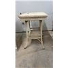 Image 3 : Woven Wicker Rectangular Side Table, 29 × 27 × 19” with Lower Shelf, Cream Finish and Matching