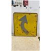 Image 3 : Two Yellow Metal Curved Arrow Road Warning Signs, 24 × 24”