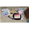 Image 5 : Octagonal Faux Wood Wicker Plastic Look Sewing Box Filled with Notions, Thread, Needles, Bobbins