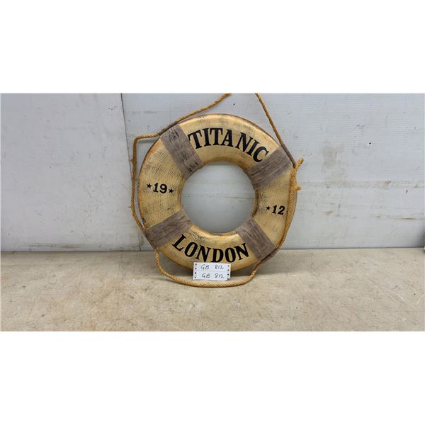 Decorative Titanic London 1912 Replica Life Ring Buoy with Rope, 18” Diameter