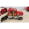Image 10 : Nylint Pressed Steel Aerial Hook-N-Ladder Pumper and Tonka Semi-Trailer Fire Truck