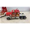Image 12 : Nylint Pressed Steel Aerial Hook-N-Ladder Pumper and Tonka Semi-Trailer Fire Truck