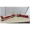 Image 1 : Nylint Pressed Steel Aerial Hook-N-Ladder Pumper and Tonka Semi-Trailer Fire Truck