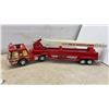 Image 2 : Nylint Pressed Steel Aerial Hook-N-Ladder Pumper and Tonka Semi-Trailer Fire Truck