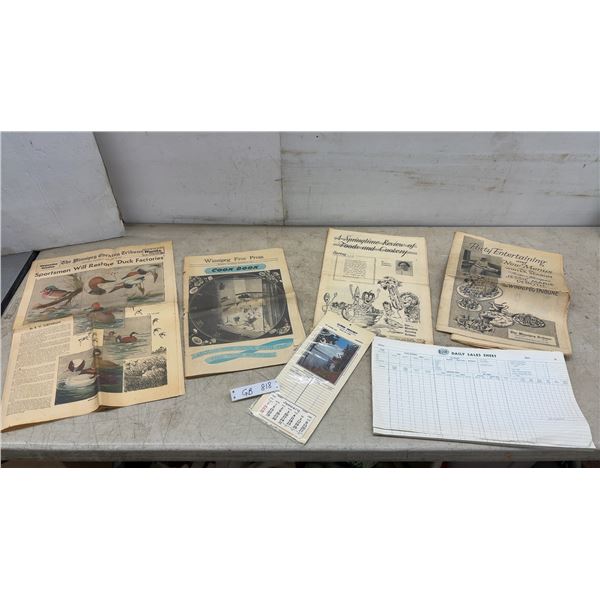 Vintage 1930s Winnipeg Tribune and Free Press Newspapers, Cookbook, Sales Sheet, 1962 Winnipeg