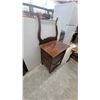 Image 5 : Antique Oak Washstand With Single Drawer, Cabinet Door, and Scrolled High Back Splash