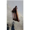 Image 3 : Vintage Wood Two-Compartment Magazine Rack with Turned Handle and Scrolled Sides