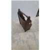 Image 4 : Vintage Wood Two-Compartment Magazine Rack with Turned Handle and Scrolled Sides