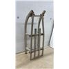 Image 1 : Vintage Weathered Wooden Runner Sled with Metal-Strip Runners, 31 × 12 1/2”