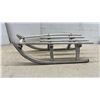 Image 3 : Vintage Weathered Wooden Runner Sled with Metal-Strip Runners, 31 × 12 1/2”