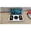 Image 7 : TRD Toyota Racing Development Brake Rotor Wall Clock, Tackle Box with Spark Plugs, and Car