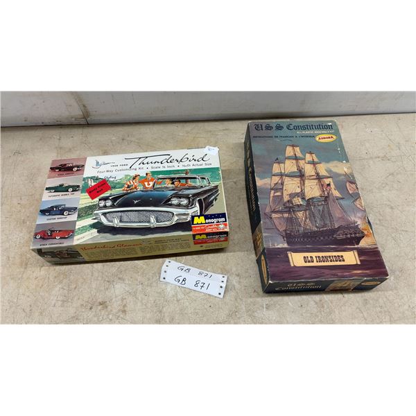 Monogram 1958 Ford Thunderbird 1/24 Kit and Aurora USS Constitution Old Ironsides Model Kits