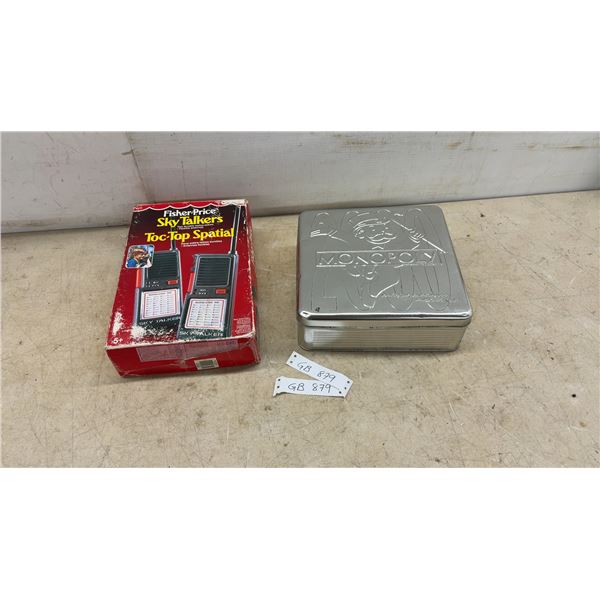 Fisher-Price Sky Talkers Walkie-Talkies and Monopoly Millennium Edition Game in Tin