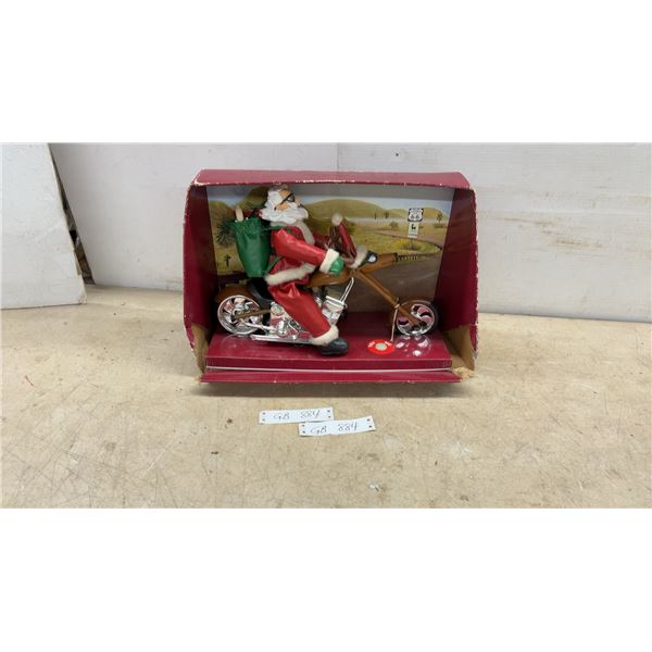 Decra-Lite Animated Musical Santa on Reindeer Motorcycle Christmas Decoration with LED Lights