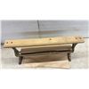 Image 3 : Vintage Industrial Cast Iron and Wood Kraft Paper Roll Dispenser and Advertising Yard Stick