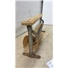 Image 4 : Vintage Industrial Cast Iron and Wood Kraft Paper Roll Dispenser and Advertising Yard Stick