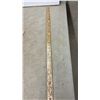Image 5 : Vintage Industrial Cast Iron and Wood Kraft Paper Roll Dispenser and Advertising Yard Stick