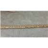 Image 7 : Vintage Industrial Cast Iron and Wood Kraft Paper Roll Dispenser and Advertising Yard Stick
