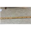 Image 8 : Vintage Industrial Cast Iron and Wood Kraft Paper Roll Dispenser and Advertising Yard Stick