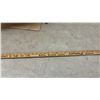 Image 9 : Vintage Industrial Cast Iron and Wood Kraft Paper Roll Dispenser and Advertising Yard Stick