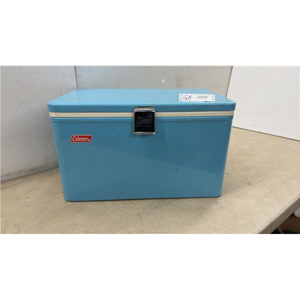 Vintage Coleman Steel-Belted Cooler, Sky Blue, Made in Canada, circa 1960s-1970s