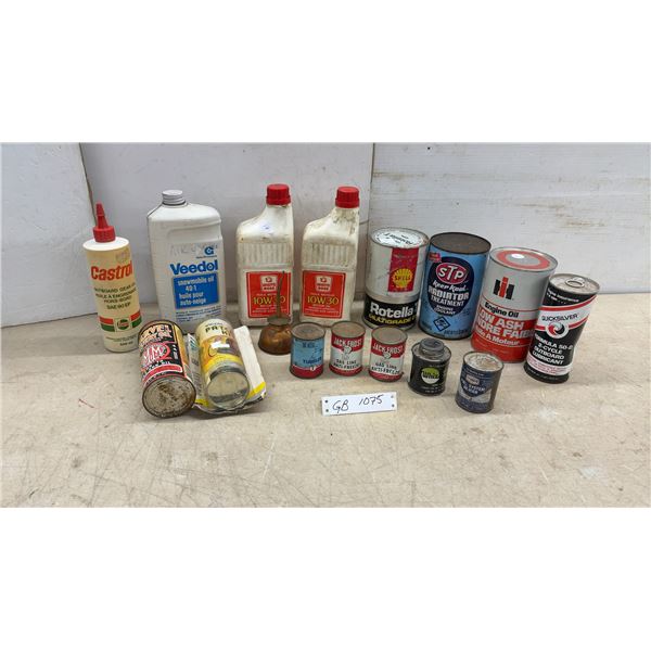 Vintage Oil and Automotive Fluid Lot: Castrol, Veedol, White Rose, Shell Rotella, STP and More
