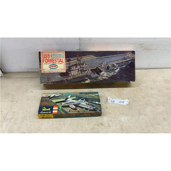 Aurora USS Forrestal Aircraft Carrier and Revell Douglas A3D Skywarrior Model Kits