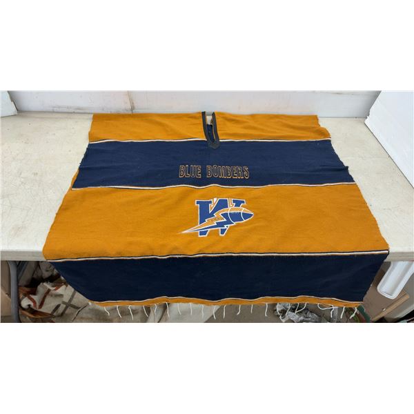 Winnipeg Blue Bombers Fan Poncho/Serape with Embroidered Logo and Fringe Trim