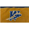 Image 2 : Winnipeg Blue Bombers Fan Poncho/Serape with Embroidered Logo and Fringe Trim