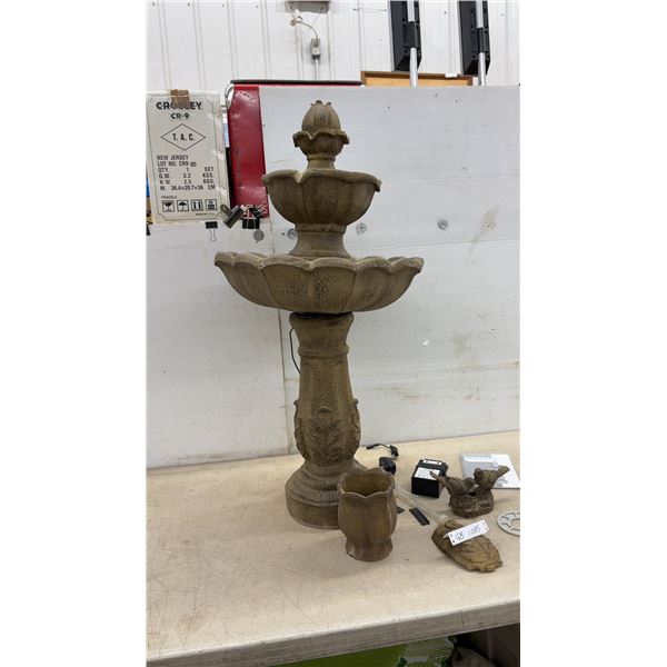 Bernini 5.2 Series Two-Tier Garden Fountain with Bird Figurine, Pump, and Owner's Manual, Approx