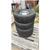 Image 1 : Four Motomaster Turbo Lazer P195/60R15 M+S Studded Winter Tires on 5-Bolt Steel Rims