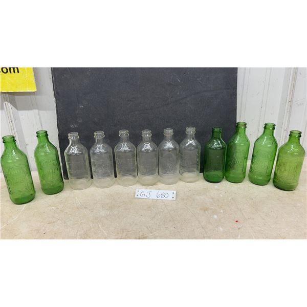 12 Vintage 1960s/79s Throwaway 7-Up and Pepsi-Cola, No Deposit, No Return Embossed Soda Drink