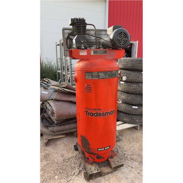 Devilbis 60 Gallon Compressor, Baldor 5 HP Motor with 2 Cylinder Motor