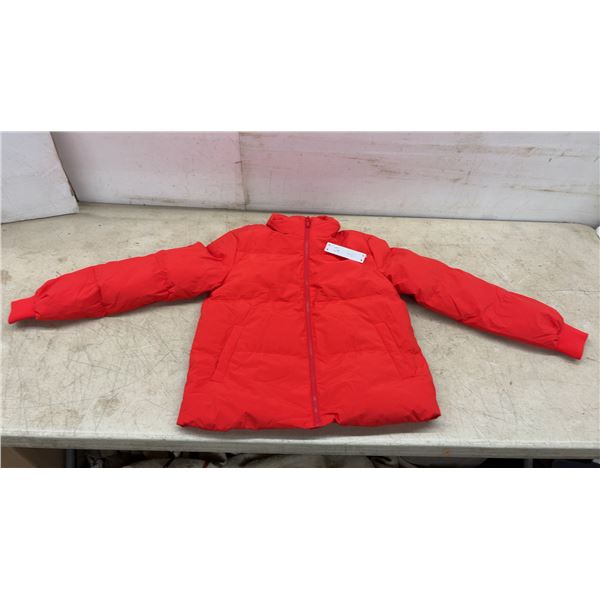 MAGCOMSEN Outdoor Jacket Red Full-Zip Puffer with High Collar, Size Small