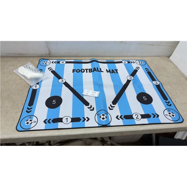 New Football Mat with Numbered Training Zones, 26 × 36” and Pair of White Grip Socks