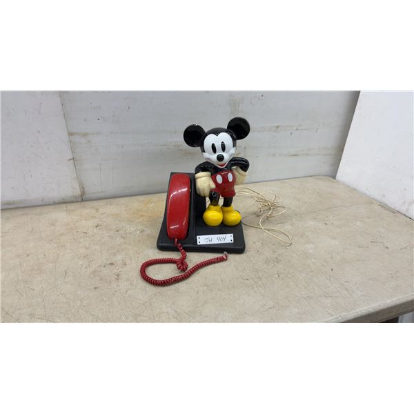 AT and T Model 200 Mickey Mouse Corded Telephone with Red Push-Button Handset