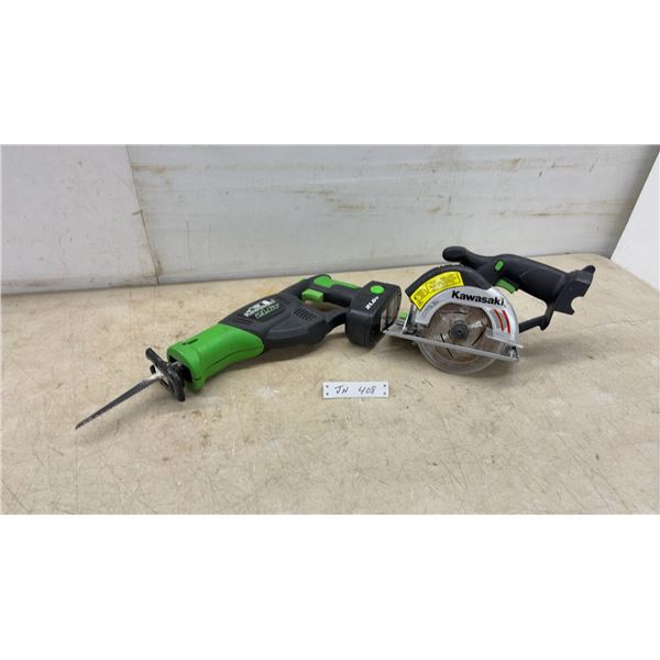 Kawasaki 21.6V Cordless Reciprocating Saw and Circular Saw, 1 Battery, No Charger