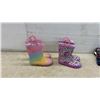 Image 5 : 2 Pair New Children's Rain Boots and Traditional Chinese Dragon-Print Jacket, Pants, and Cap Set
