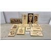 Image 1 : Collection of 11 Pyrography Wood Art Plaques Featuring Von Dutch, Nefertiti, Shark and More