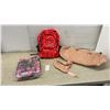 Image 1 : New Red Lightning Bolt Quilted Backpack with Accessories, Peach Faux Leather Duffel Bag