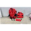 Image 6 : New Red Lightning Bolt Quilted Backpack with Accessories, Peach Faux Leather Duffel Bag