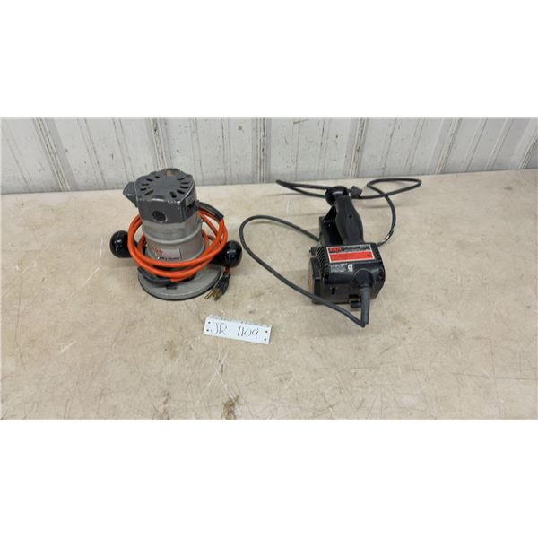 Black and Decker 7610 Router, 120V and Skil 2 1/2” Belt Sander, 120V
