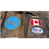 Image 4 : Hand-Painted Winnipeg Jets Themed Leather Bomber Flight Jacket, Size Large