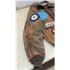 Image 5 : Hand-Painted Winnipeg Jets Themed Leather Bomber Flight Jacket, Size Large