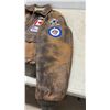 Image 6 : Hand-Painted Winnipeg Jets Themed Leather Bomber Flight Jacket, Size Large