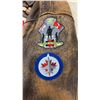 Image 7 : Hand-Painted Winnipeg Jets Themed Leather Bomber Flight Jacket, Size Large