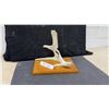 Image 1 : Hand-Carved Eagle Sculpture on Deer Antler with Wooden Base, 10 × 11 × 7”