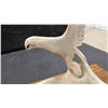 Image 3 : Hand-Carved Eagle Sculpture on Deer Antler with Wooden Base, 10 × 11 × 7”