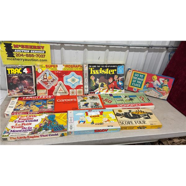 Vintage Board Games Including Twister, Monopoly, Family Feud, Careers, Spirograph and More - With